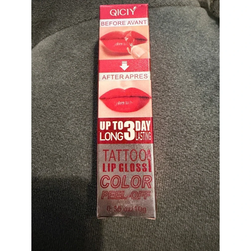 QICIY Tattoo Lip Gloss Color Peel-Off Long Lasting 3 Day Lip Stain Red Shade 1